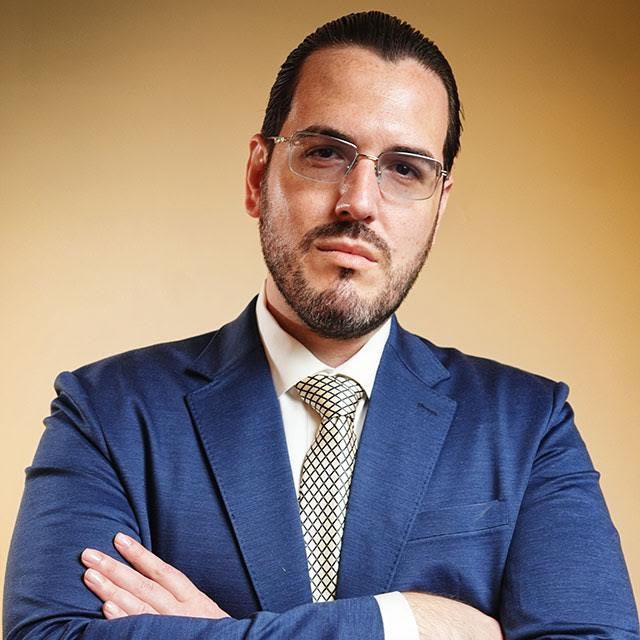 Russel Morgan, Esq., standing portrait