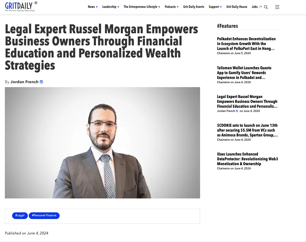 Legal Expert Russel Morgan Empowers Business Owners Through Financial Education and Personalized Wealth Strategies