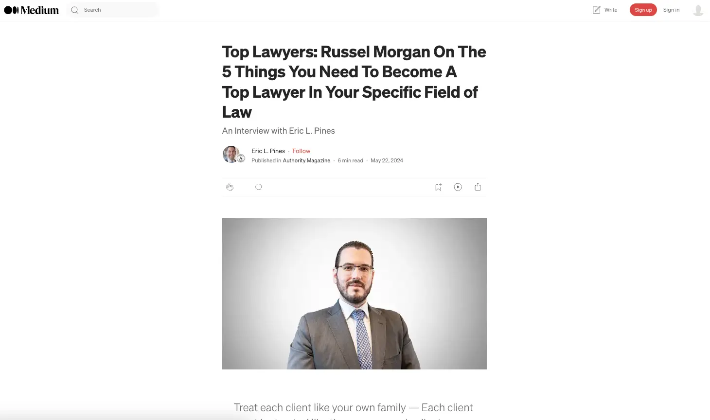 Top Lawyers: Russel Morgan On The 5 Things You Need To Become A Top Lawyer In Your Specific Field of Law